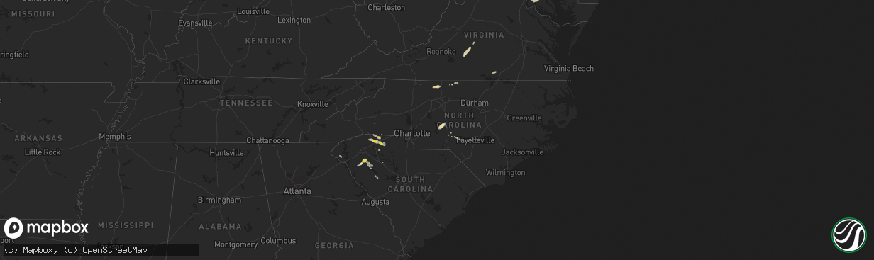 Hail map in North Carolina on September 27, 2016