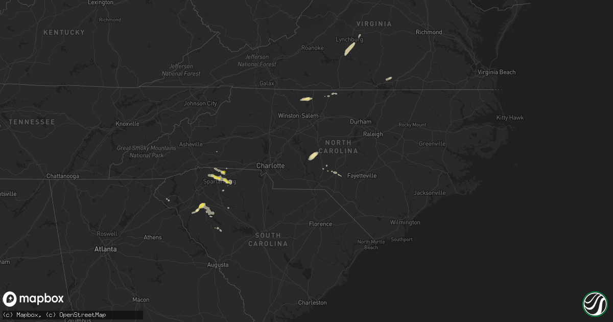 Hail map in North Carolina on September 27, 2016