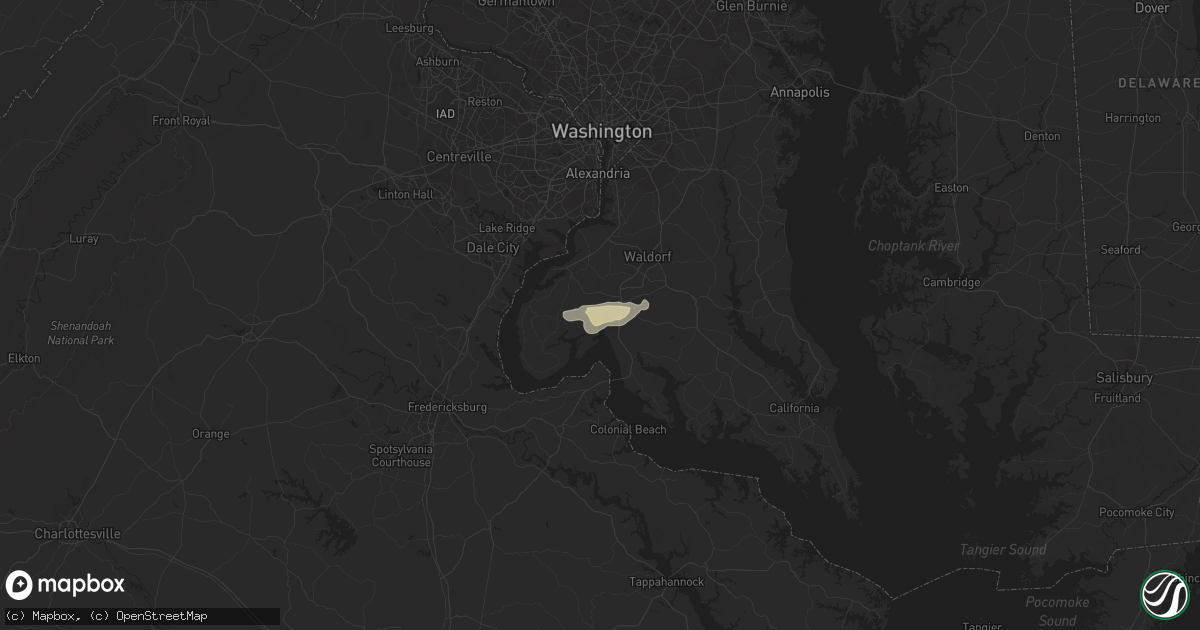 Hail map in Port Tobacco, MD on September 27, 2016