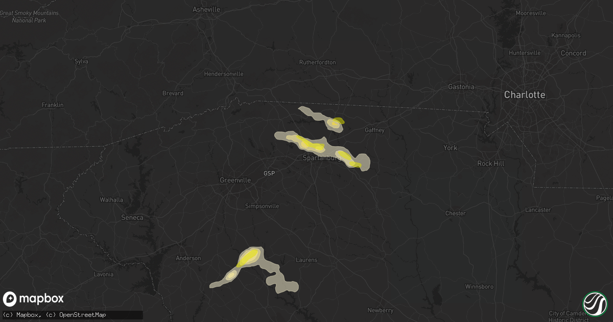 Hail map in Spartanburg, SC on September 27, 2016