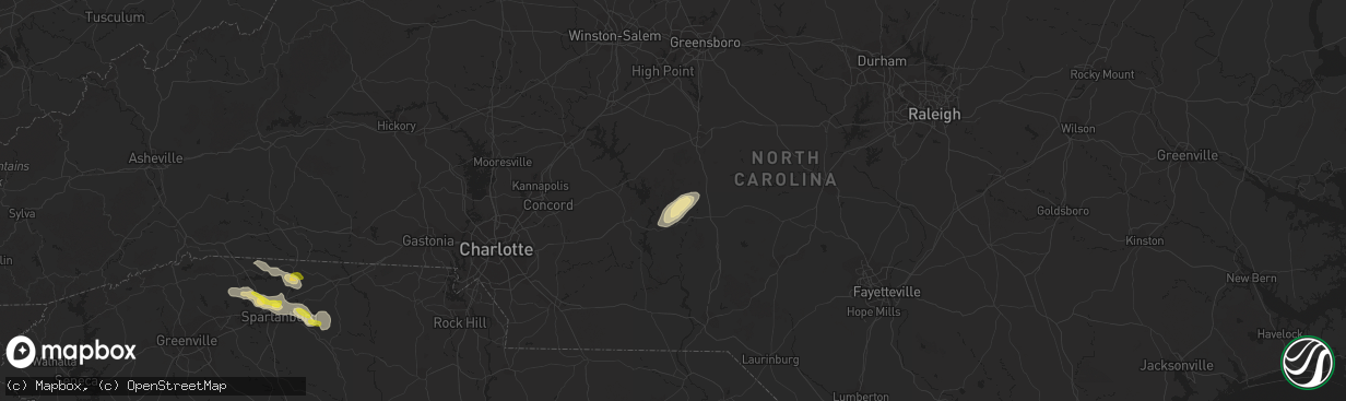 Hail map in Troy, NC on September 27, 2016