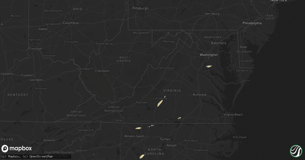 Hail map in Virginia on September 27, 2016