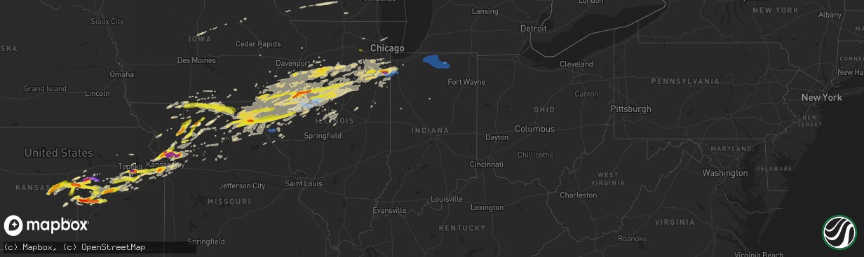 Hail map in Indiana on September 27, 2019