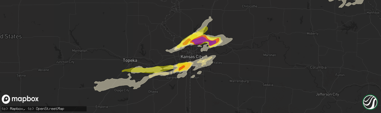 Hail map in Kansas City, MO on September 27, 2019