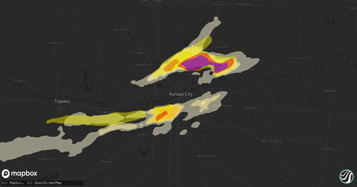 Hail map in Kansas City, MO on September 27, 2019
