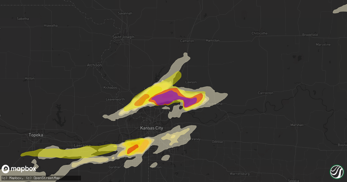 Hail map in Kearney, MO on September 27, 2019