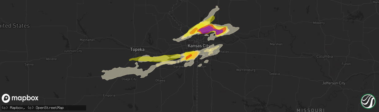 Hail map in Lenexa, KS on September 27, 2019