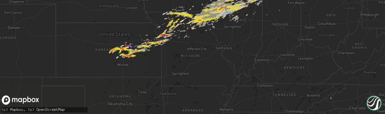 Hail map in Missouri on September 27, 2019