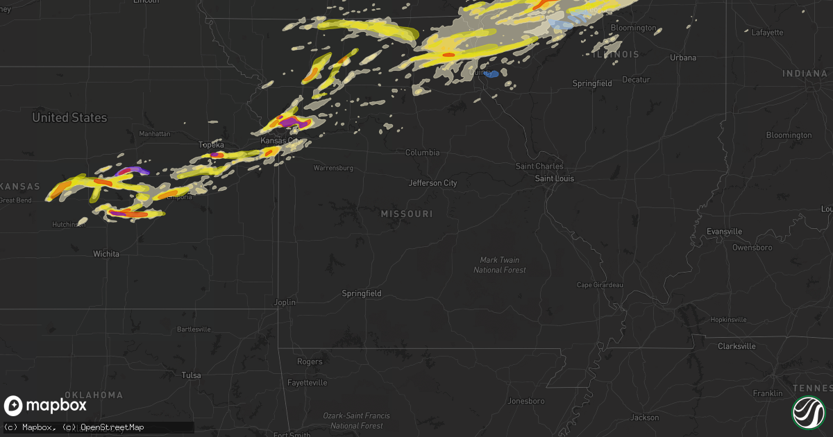 Hail map in Missouri on September 27, 2019