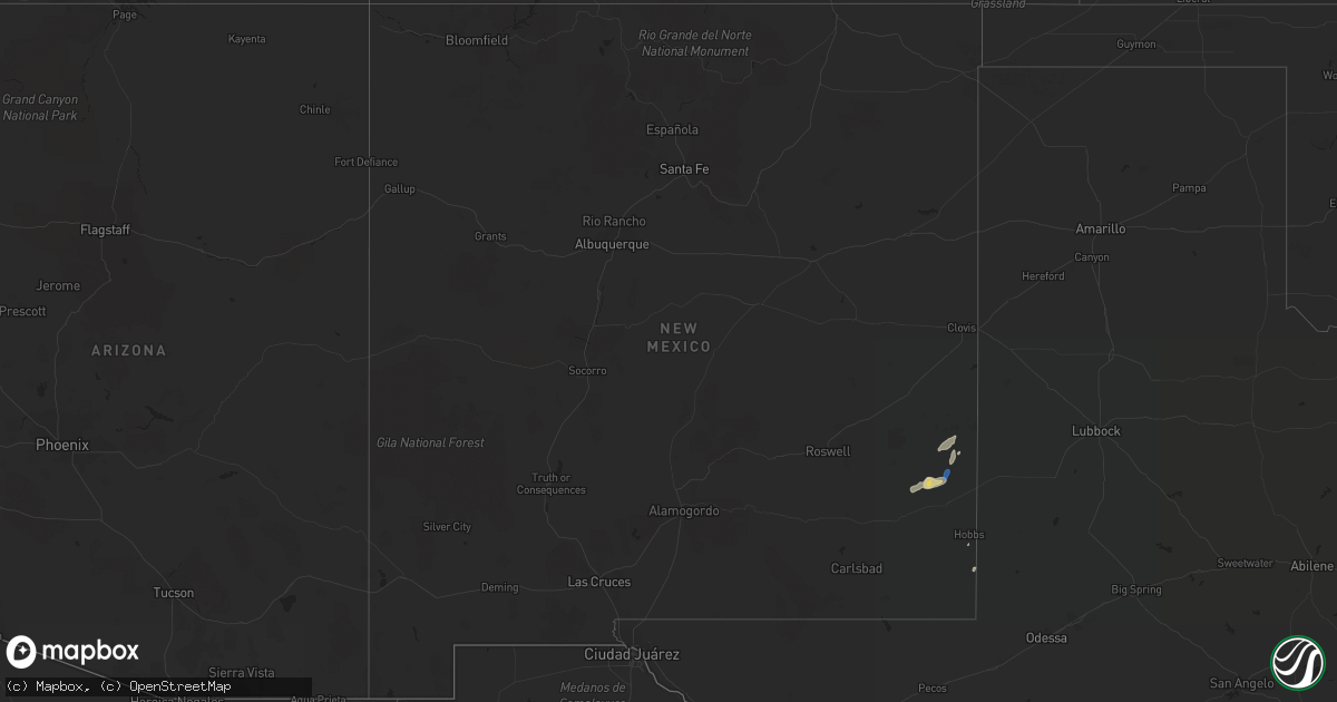 Hail map in New Mexico on September 27, 2019