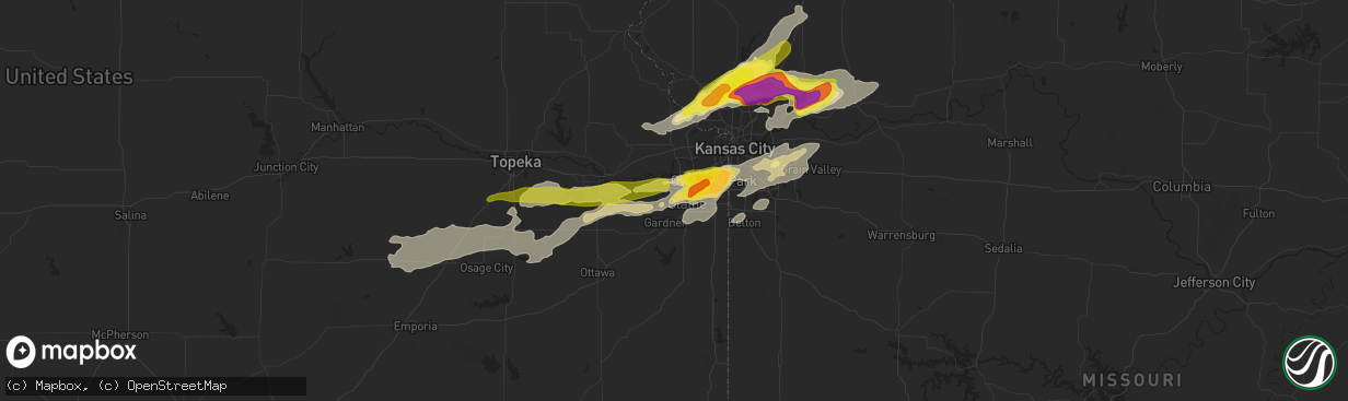 Hail map in Olathe, KS on September 27, 2019