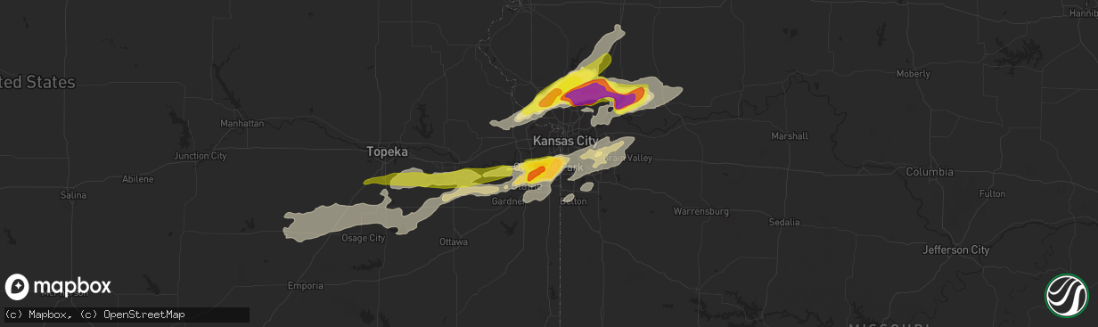 Hail map in Overland Park, KS on September 27, 2019