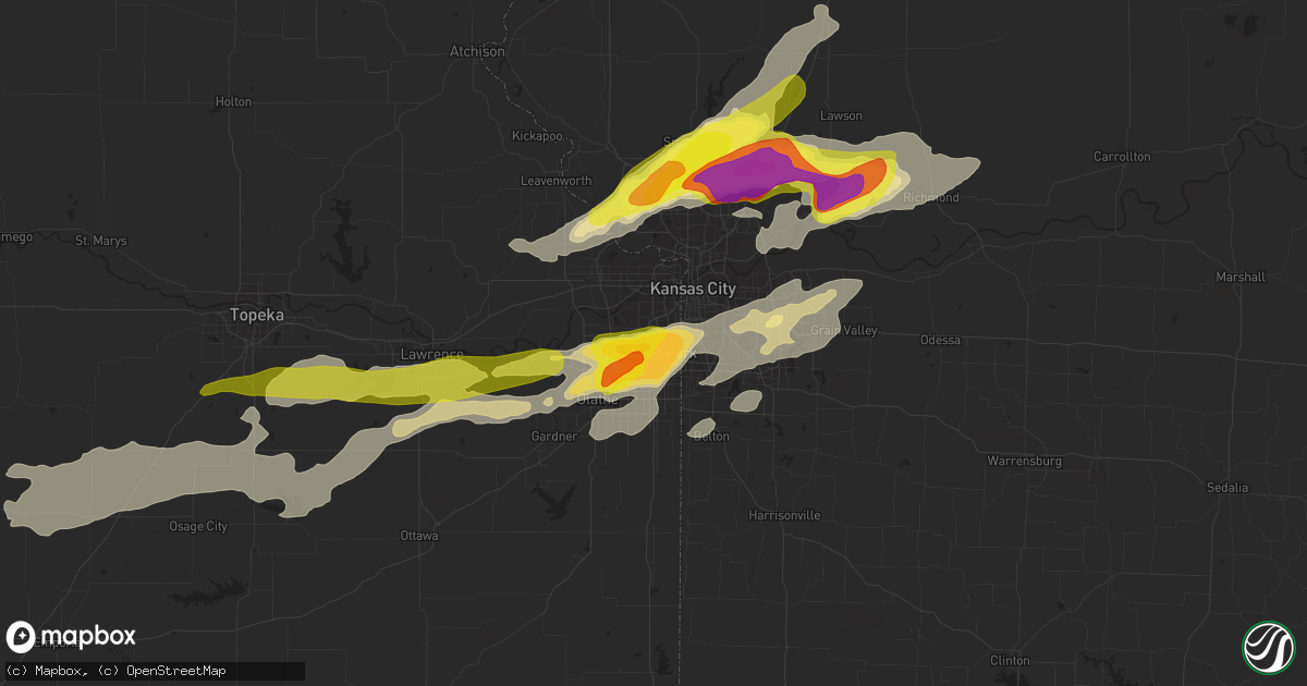 Hail map in Overland Park, KS on September 27, 2019
