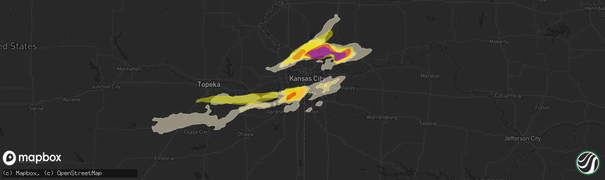 Hail map in Prairie Village, KS on September 27, 2019