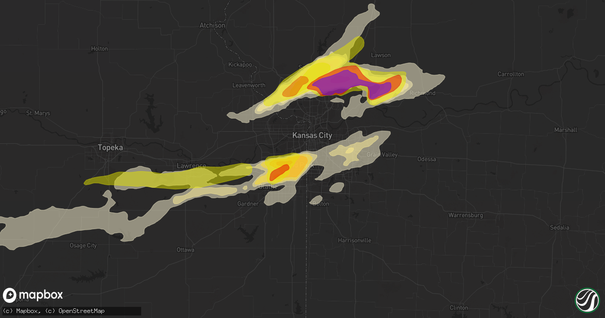 Hail map in Prairie Village, KS on September 27, 2019