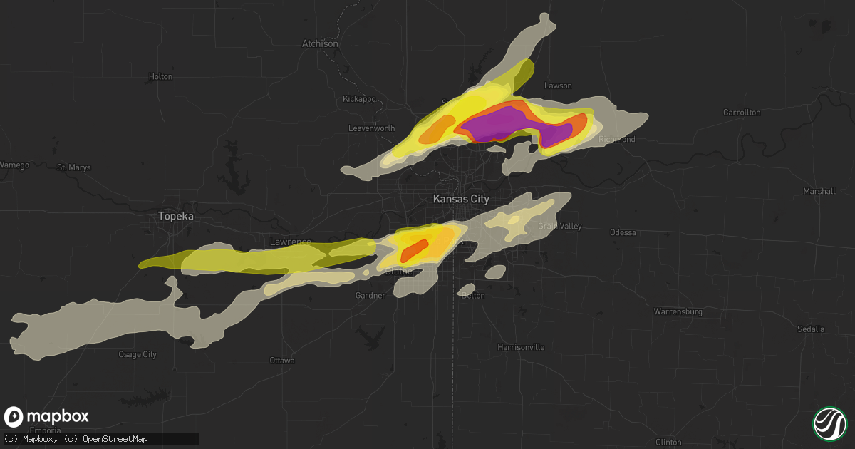 Hail map in Shawnee, KS on September 27, 2019
