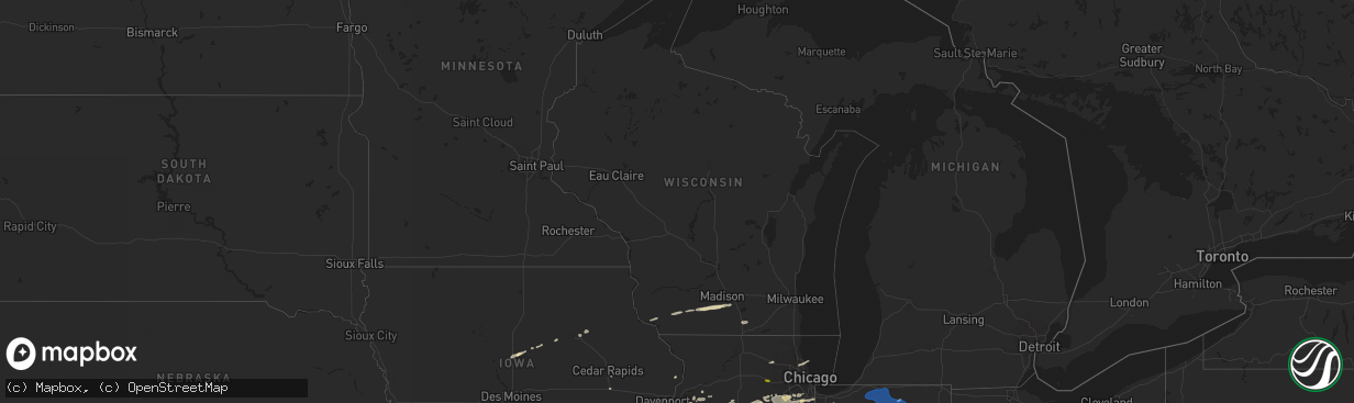 Hail map in Wisconsin on September 27, 2019