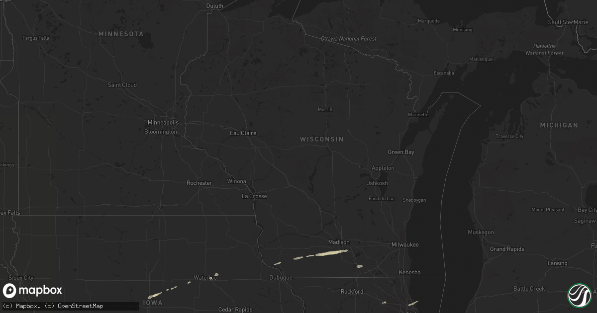 Hail map in Wisconsin on September 27, 2019