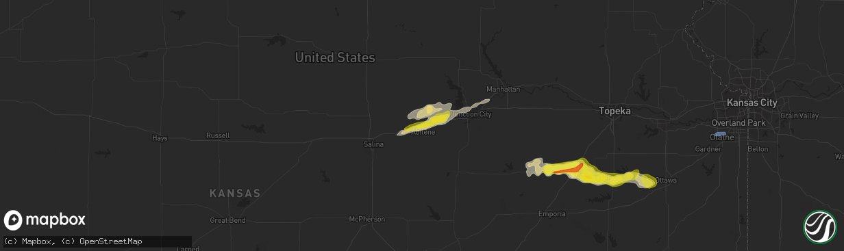 Hail map in Abilene, KS on September 27, 2020