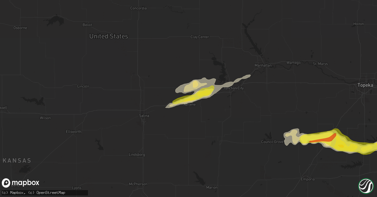 Hail map in Abilene, KS on September 27, 2020