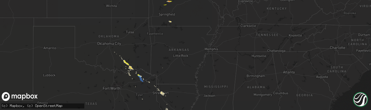 Hail map in Arkansas on September 27, 2020