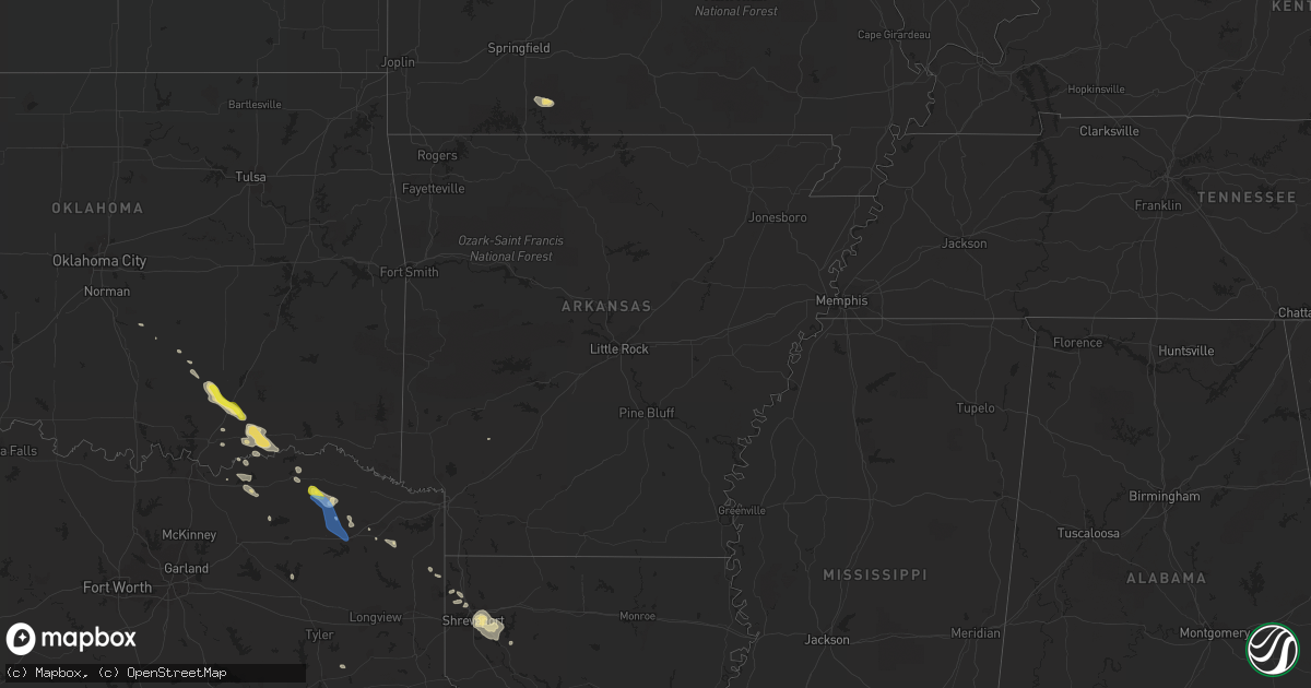 Hail map in Arkansas on September 27, 2020