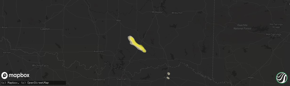 Hail map in Atoka, OK on September 27, 2020