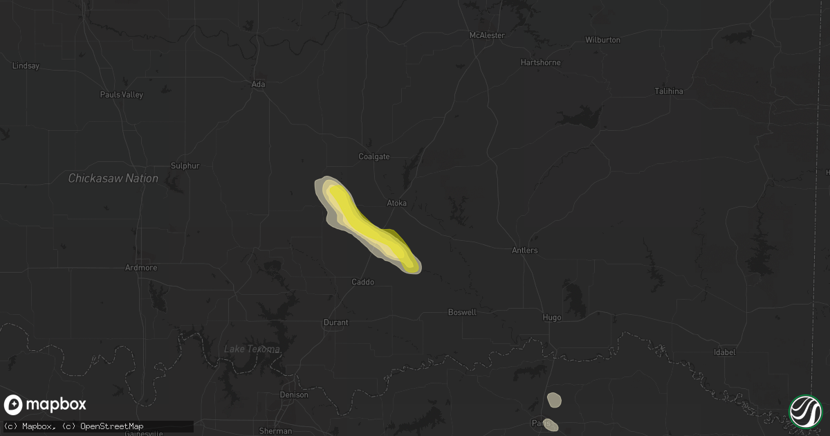 Hail map in Atoka, OK on September 27, 2020