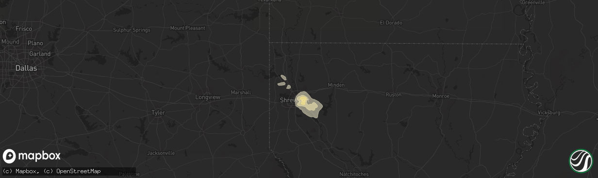 Hail map in Bossier City, LA on September 27, 2020