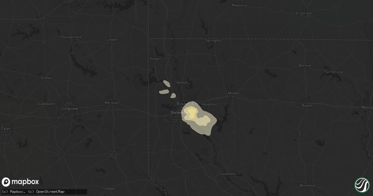 Hail map in Bossier City, LA on September 27, 2020