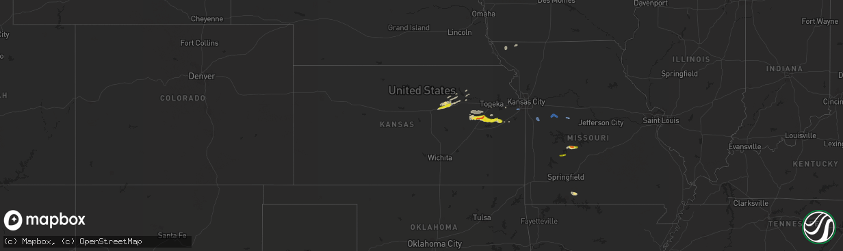 Hail map in Kansas on September 27, 2020