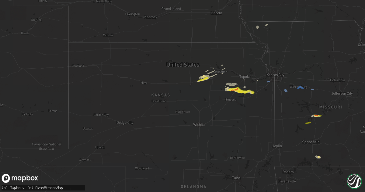 Hail map in Kansas on September 27, 2020