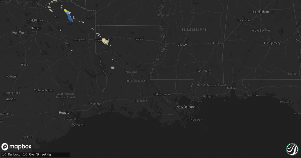 Hail map in Louisiana on September 27, 2020