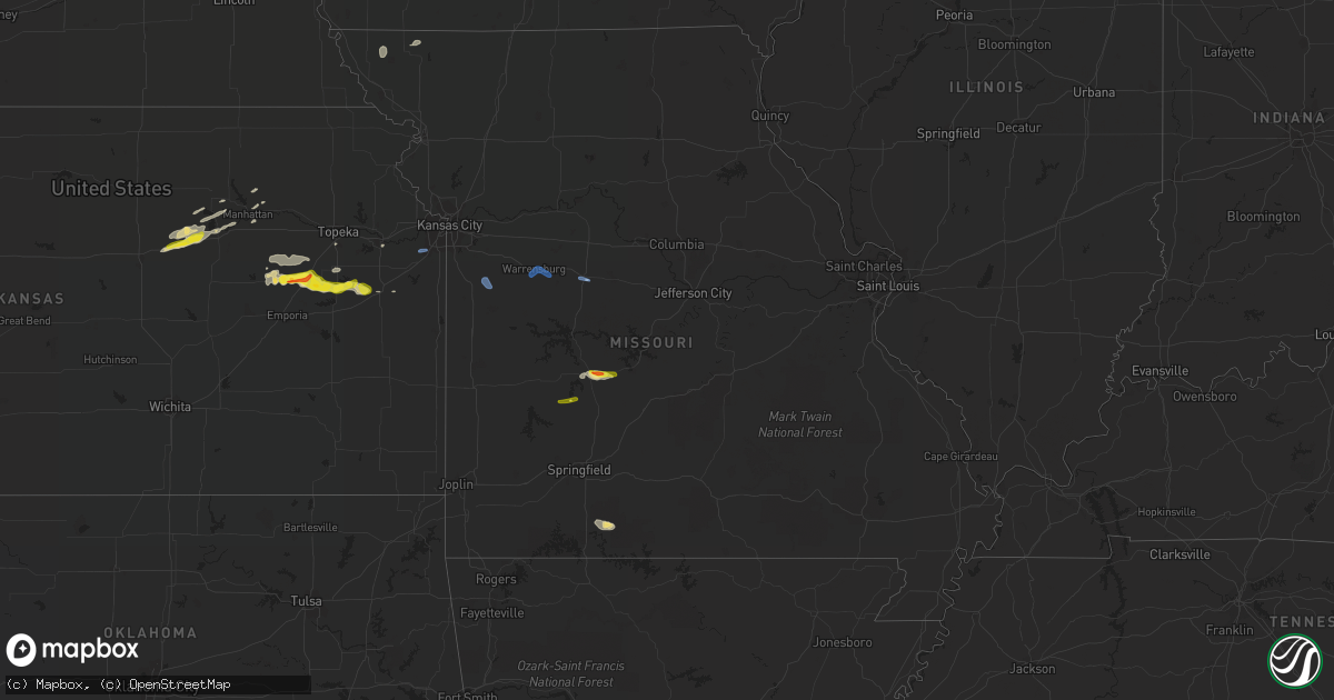 Hail map in Missouri on September 27, 2020