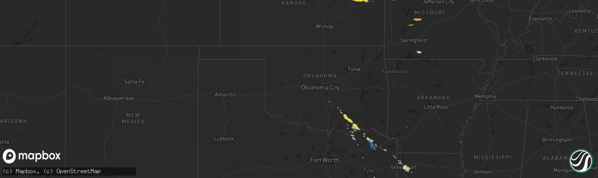 Hail map in Oklahoma on September 27, 2020