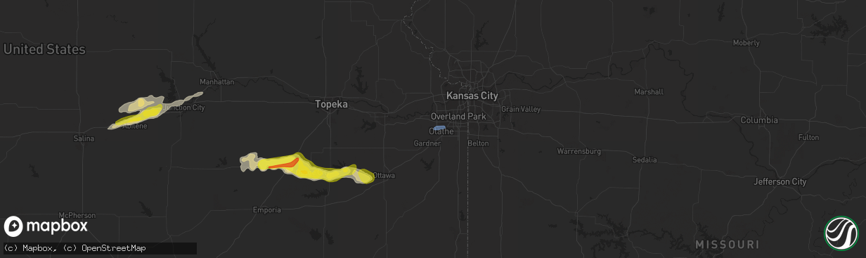 Hail map in Olathe, KS on September 27, 2020