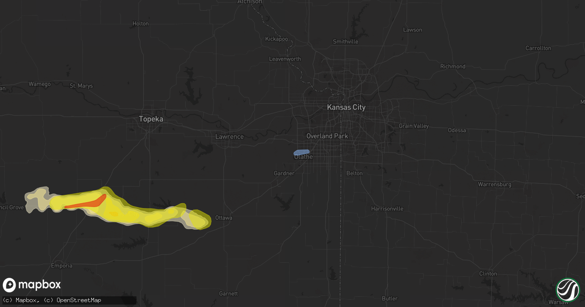 Hail map in Olathe, KS on September 27, 2020