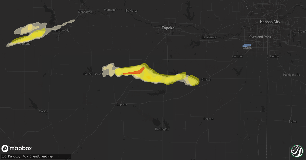 Hail map in Osage City, KS on September 27, 2020