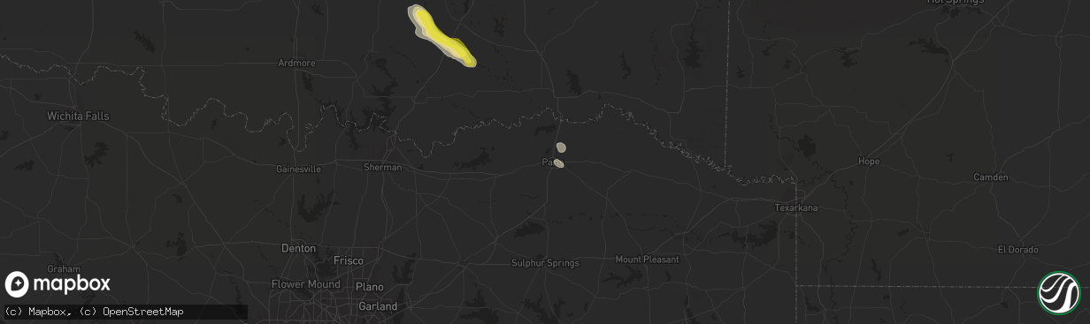 Hail map in Paris, TX on September 27, 2020