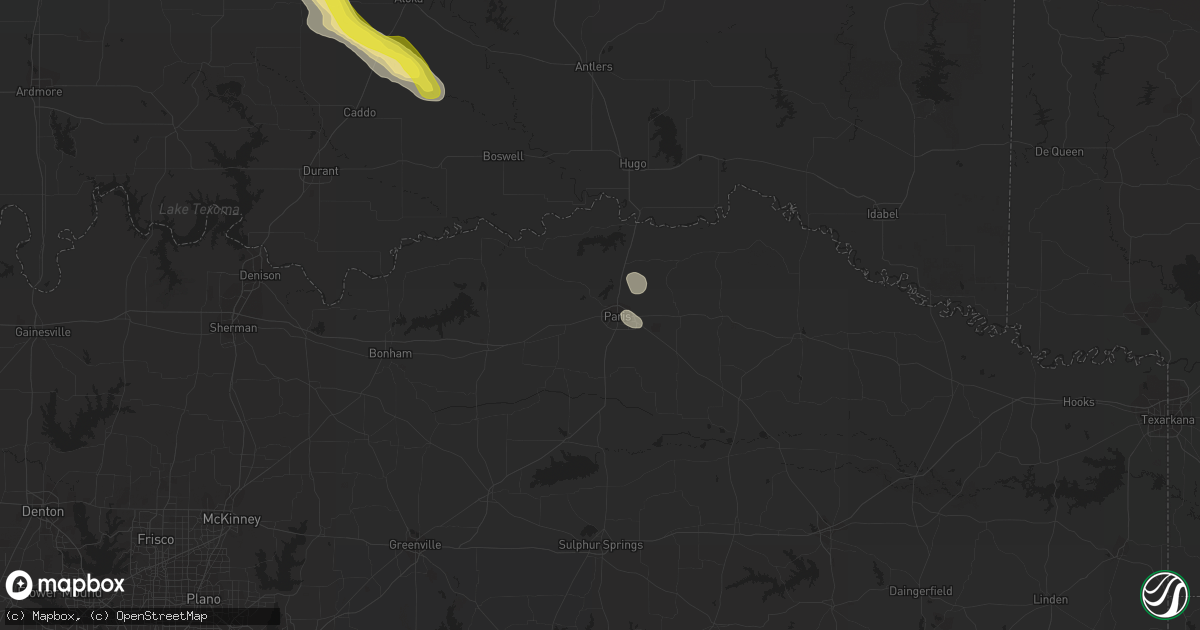 Hail map in Paris, TX on September 27, 2020
