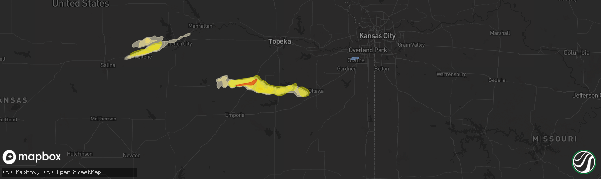 Hail map in Pomona, KS on September 27, 2020