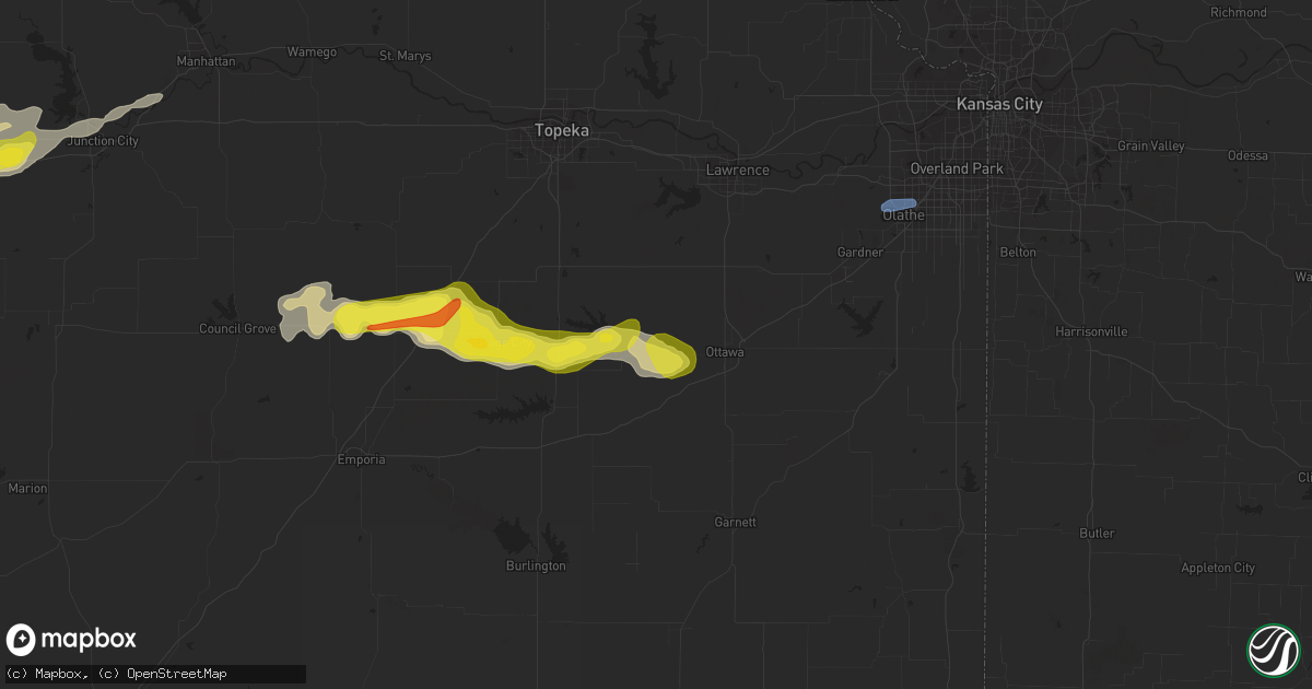 Hail map in Pomona, KS on September 27, 2020