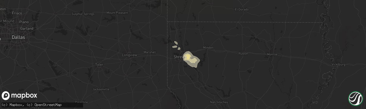 Hail map in Shreveport, LA on September 27, 2020