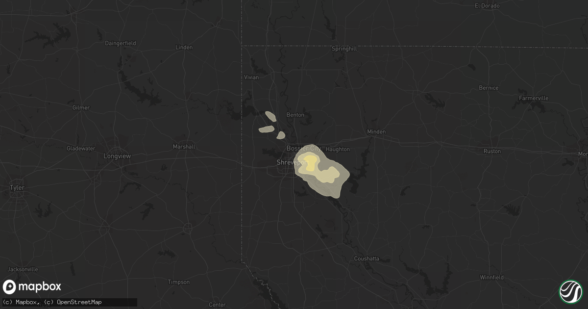 Hail map in Shreveport, LA on September 27, 2020