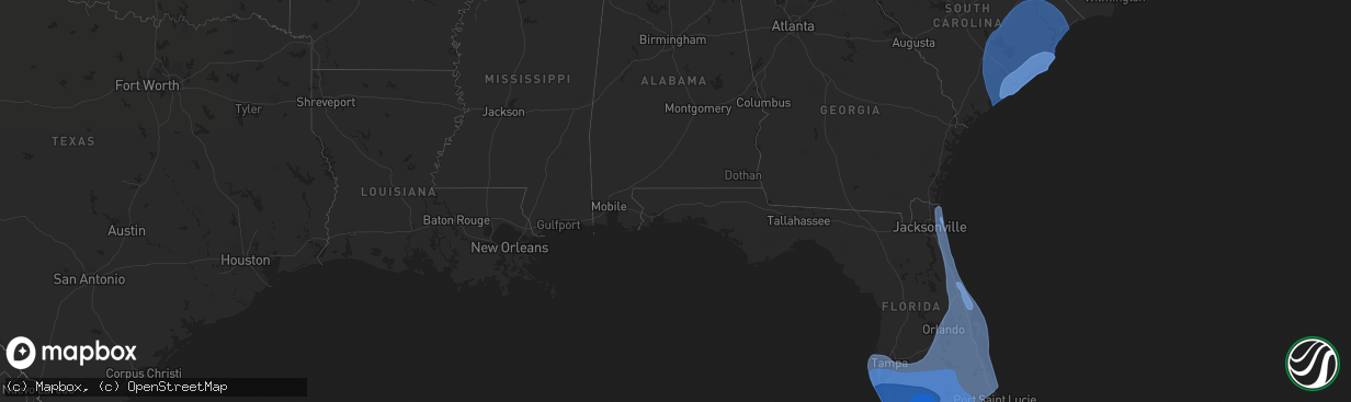 Hail map in Florida on September 27, 2022