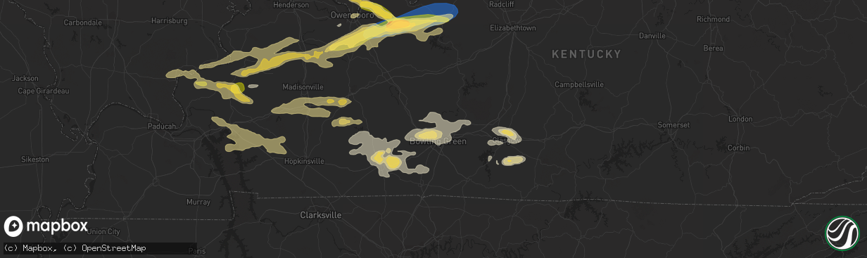 Hail map in Bowling Green, KY on September 27, 2023