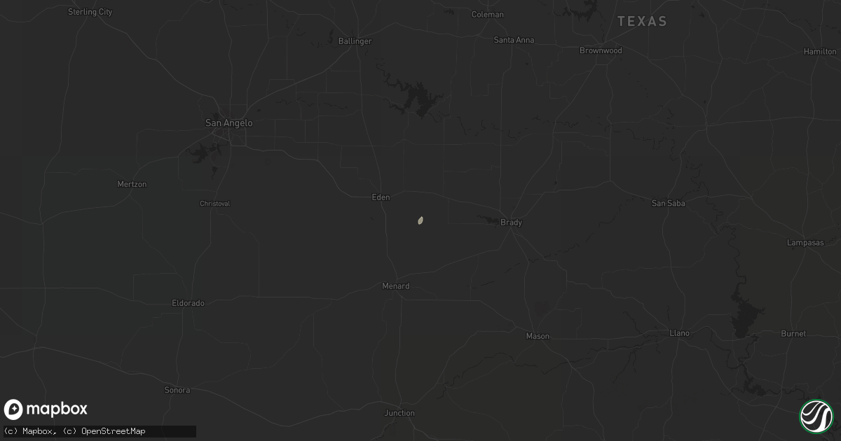 Hail map in Eden, TX on September 27, 2023
