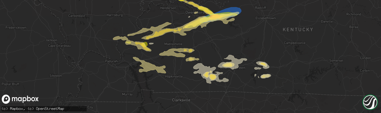 Hail map in Greenville, KY on September 27, 2023