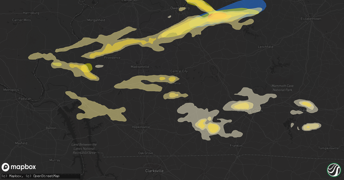 Hail map in Greenville, KY on September 27, 2023