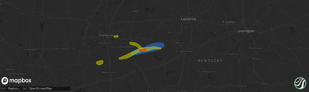 Hail map in Hardinsburg, KY on September 27, 2023